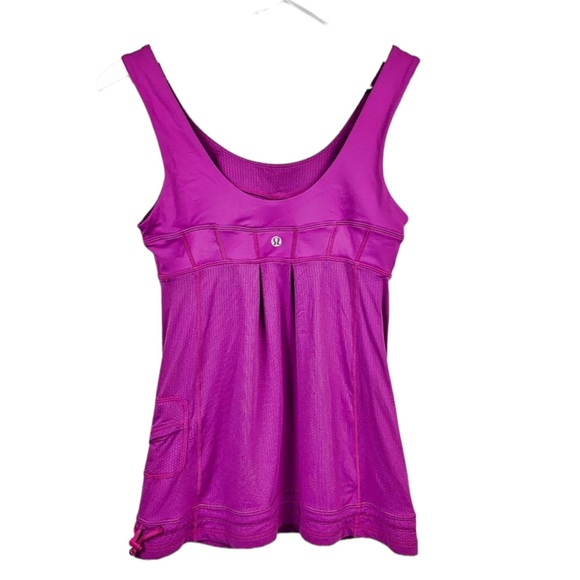 Lululemon Fuchsia Pink Drawstring Tank Top Sz 4 - Picture 2 of 6